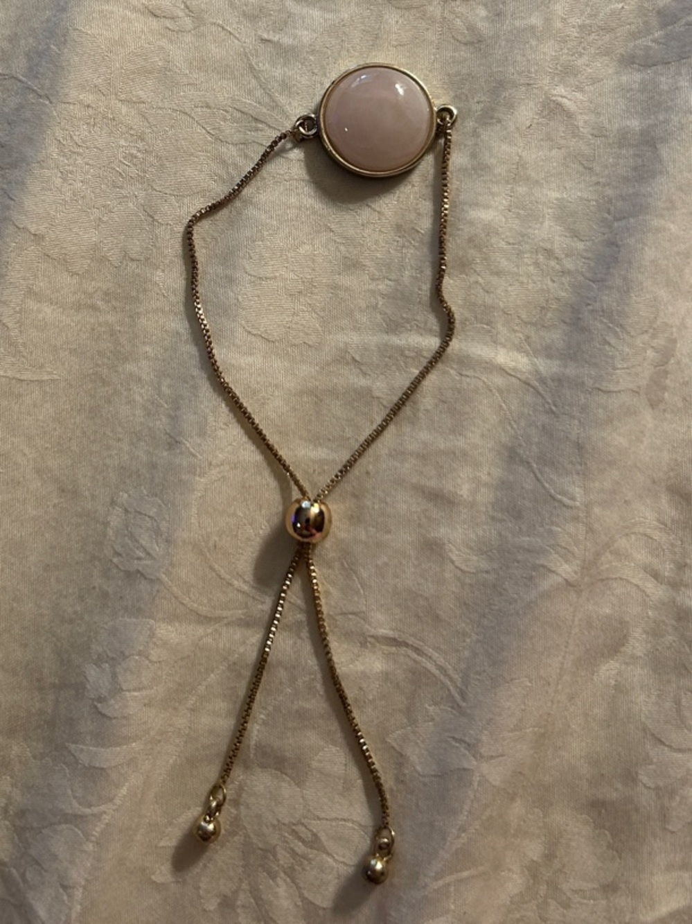 Rose Gold Slide Bracelet with Pink Cabochon